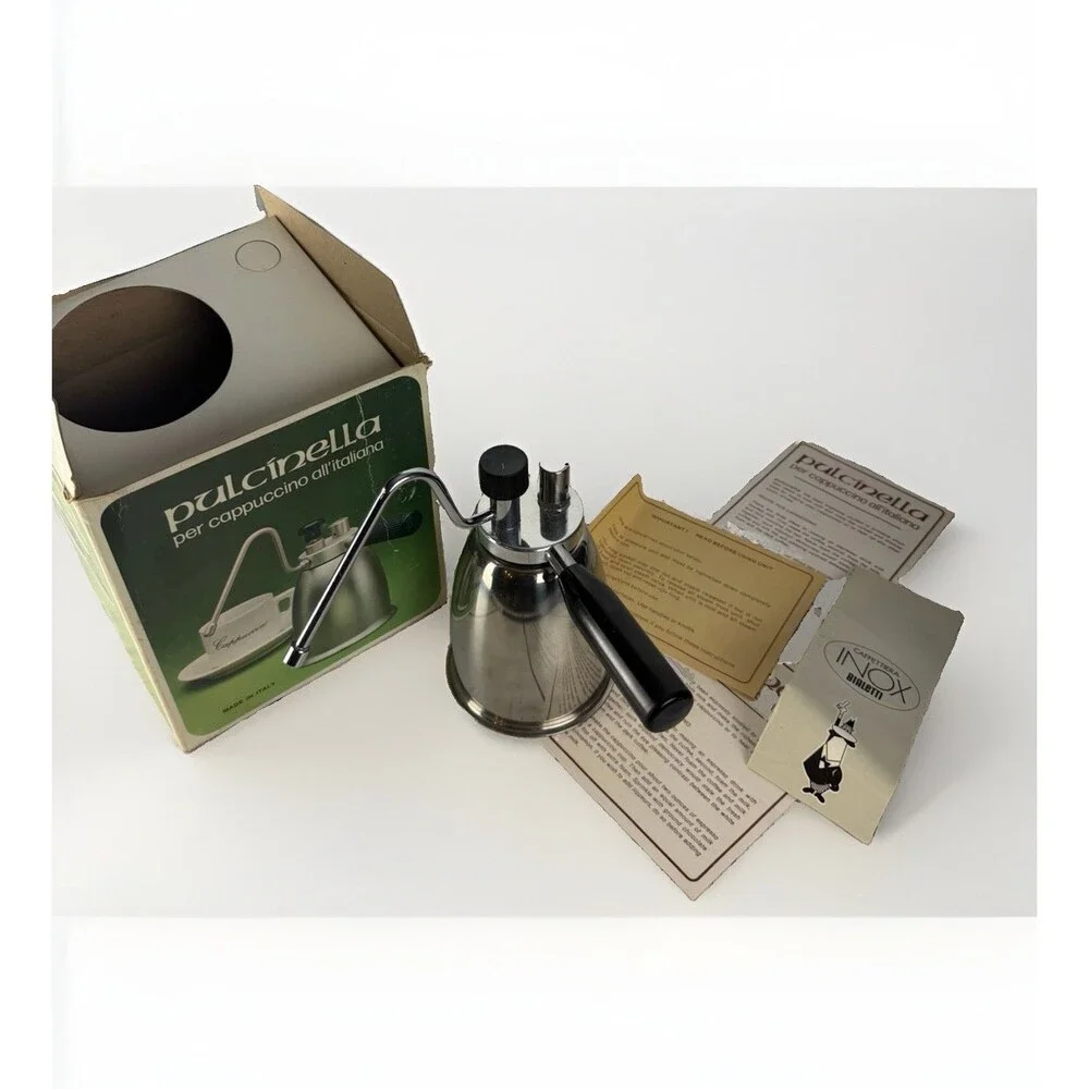 Vintage Vesubio Pulcinella Stovetop Milk Frother Steamer Made In Italy Orig Box